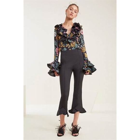 C/MEO Collective Black Orbit Cropped Tulip Hem High Waist Pants Size Small